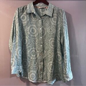 Soft Surroundings Teal Patterned Shirt